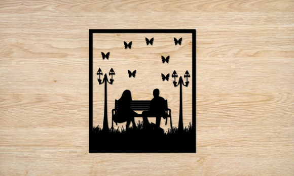 Cute Couple Wall Paper Cut Art Print