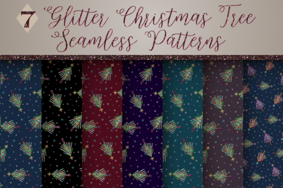 Glitter Xmas Tree Pattern Digital Paper and Patterns