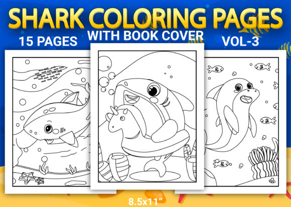Shark Coloring Book Vol-3: A Designer's Review for Coloring Pages Amp